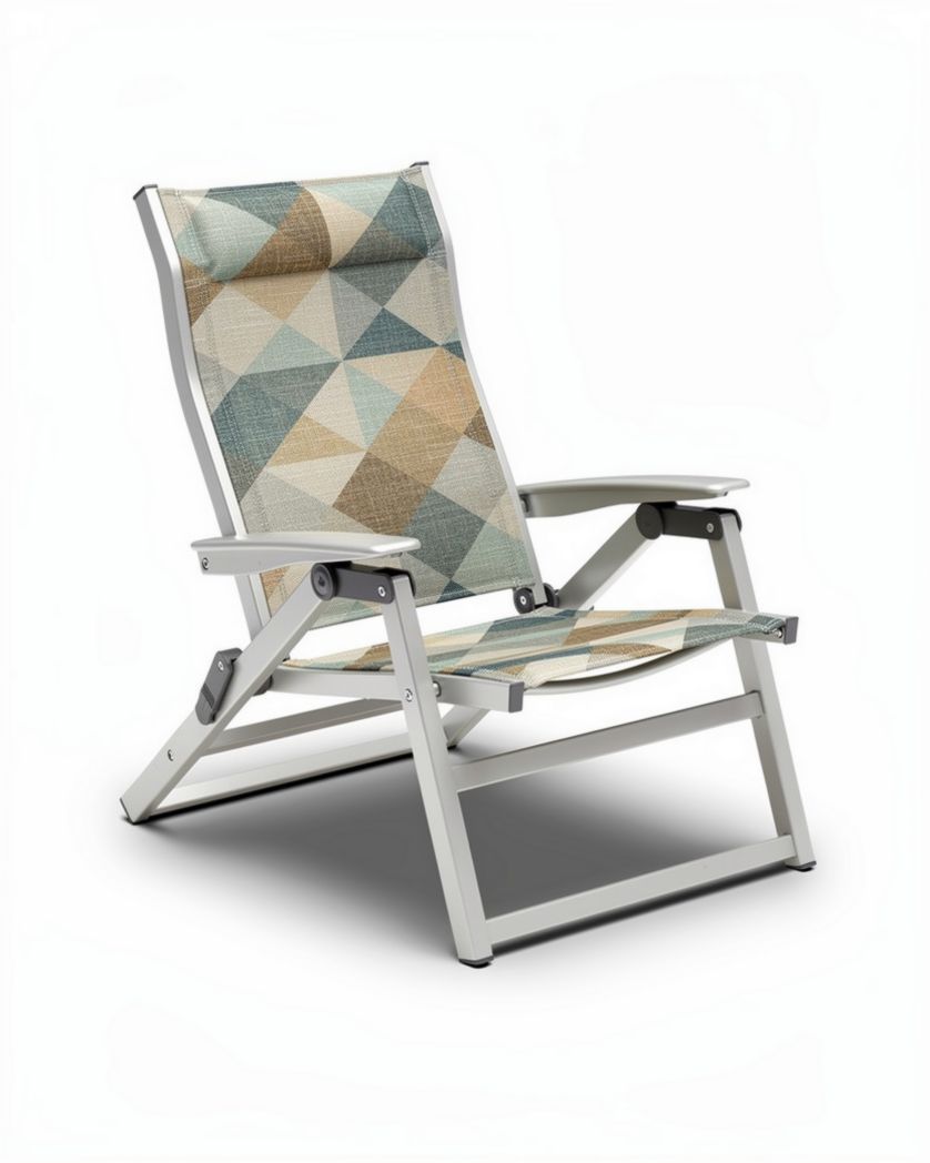 Chaise pliante d'extérieur en aluminium et tissu - 80 x 60 x 100cm