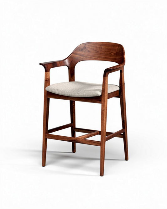 Chaise haute en bois avec assise rembourrée pour repas - 45 x 50 x 100cm