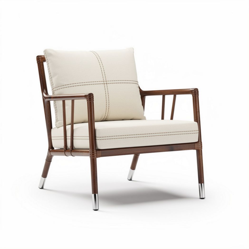 Chaise d'appoint en osier avec coussin pour salon - 80 x 80 x 85cm