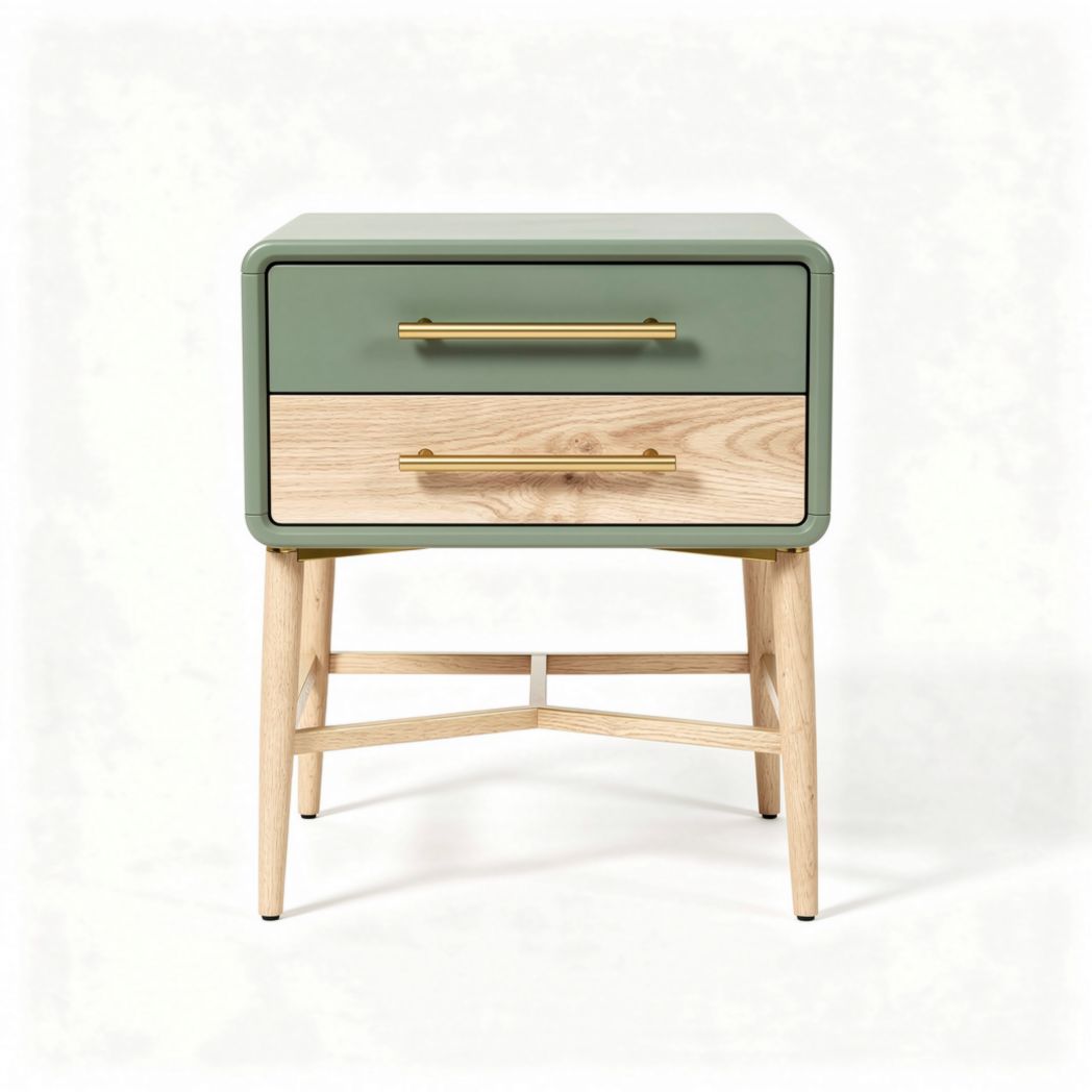 Table de nuit en bois et métal pour chambre à coucher - 50 x 40 x 45cm