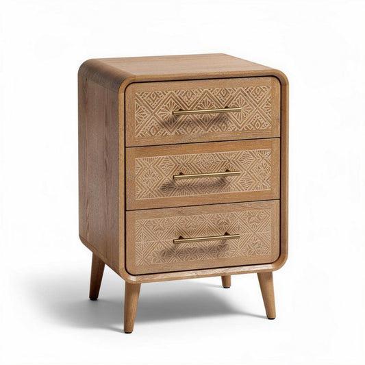 Table de chevet en bois avec tiroirs pour chambre - 40 x 30 x 60cm