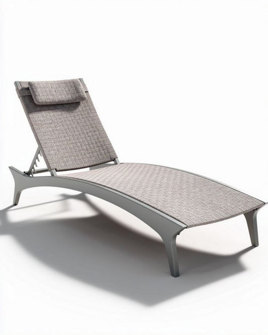 Chaise longue de jardin en aluminium et en tissu résistant - 200 x 70 x 40cm
